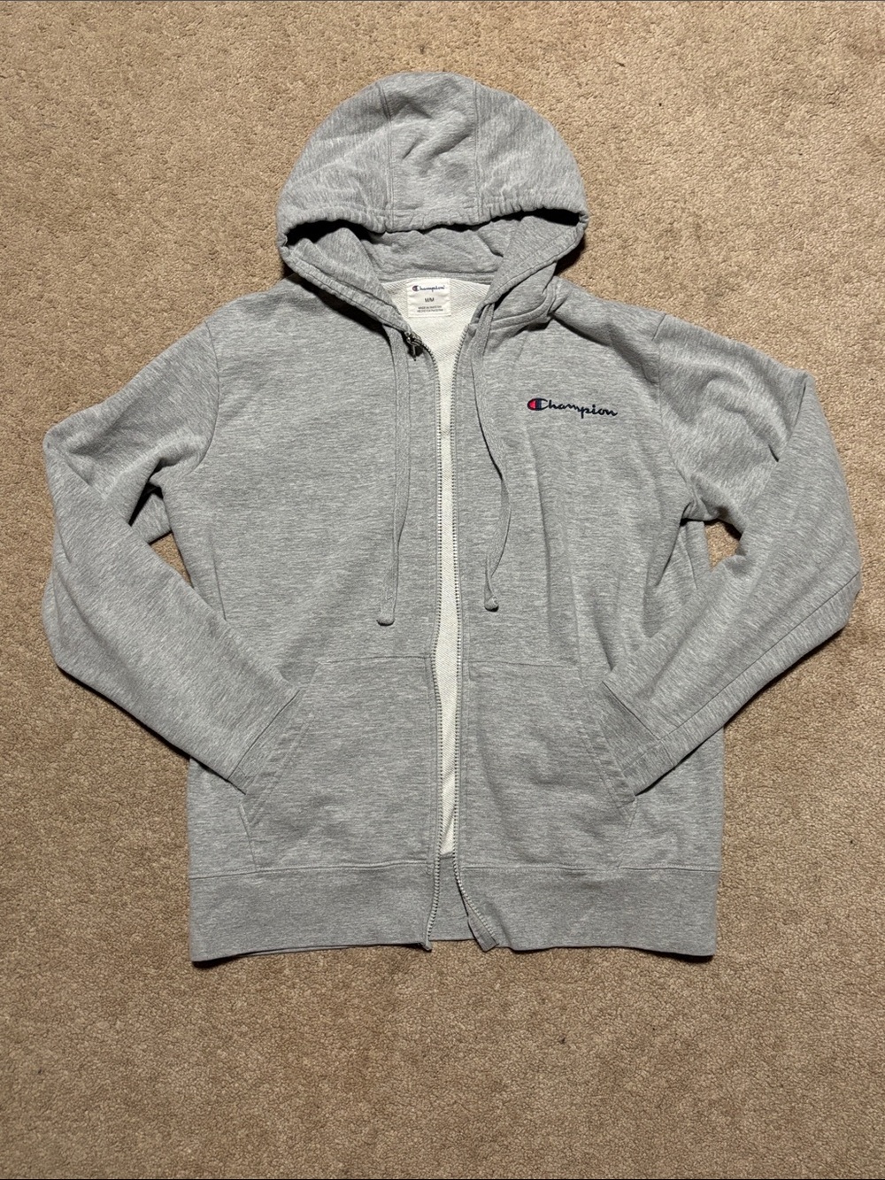 Champion Light Gray Full-Zip Hoodie Sweater